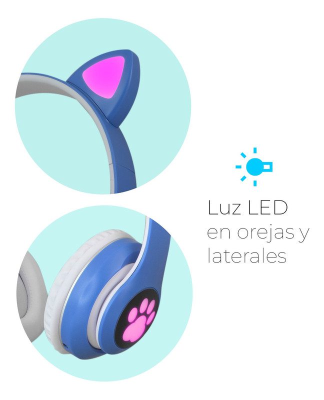 audífonos gamer orejas de gato bluetooth luz led fm micro sd audífonos gamer orejas de gato bluetooth luz led fm micro sd