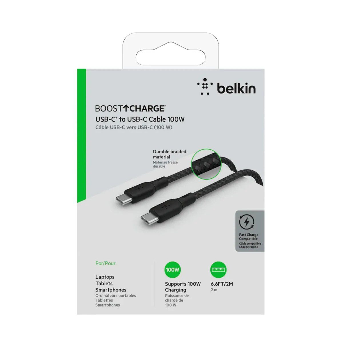 cable belkin usb‑c a usb c de 100w de 2.0 metro negro cable belkin usb‑c a usb c de 100w de 2.0 metro negro