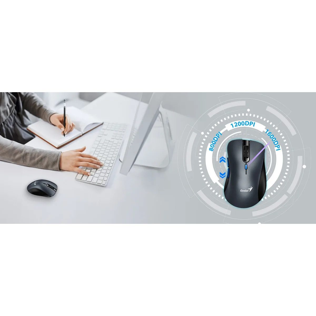 mouse genius ergonómico inalambrico silencioso 8100s gris mouse genius ergonómico inalambrico silencioso 8100s gris