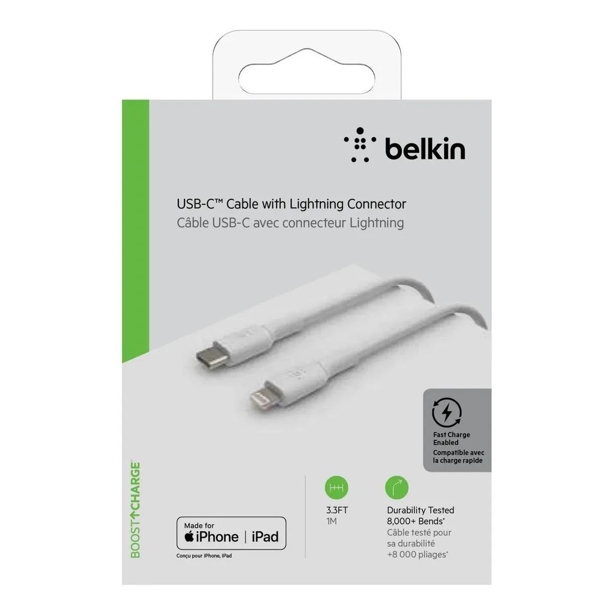 cable usb c a lightning belkin carga rápida 1m para iphone cable usb c a lightning belkin carga rápida 1m para iphone