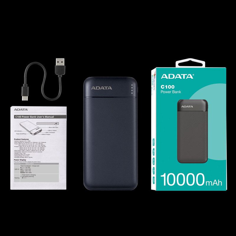 powerbank adata c100 10000mah multi carga rápida usb c 20w powerbank adata c100 10000mah multi carga rápida usb c 20w